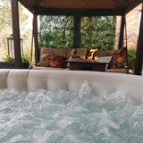 Round Inflatable Jetted Hot Tub with Cover - 4 Person - 210 Gallon - Light Blue and White