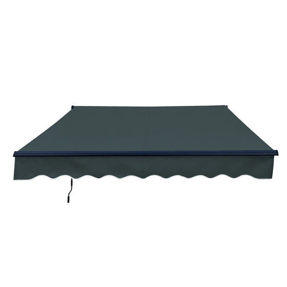 Aleko 10 x 8 ft. Retractable Patio Awning – Black Frame – Forest Green Fabric