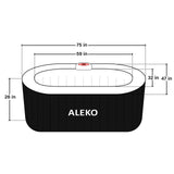 Oval Inflatable Jetted Hot Tub with Drink Tray and Cover - 2 Person - 145 Gallon - Black & White