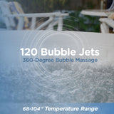 Mia Inflatable Jetted Square Hot Tub with Energy Efficient Cover – Gray with Weave Pattern - 4 Person