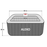 Mia Inflatable Jetted Square Hot Tub with Energy Efficient Cover – Gray with Weave Pattern - 4 Person