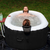 Oval Inflatable Jetted Hot Tub with Drink Tray and Cover - 2 Person - 145 Gallon - Black & White