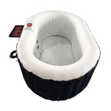 Oval Inflatable Jetted Hot Tub with Drink Tray and Cover - 2 Person - 145 Gallon - Black & White