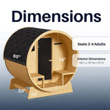 Anémona White Finland Pine Barrel Sauna with Front Porch Canopy - 2-4 Person