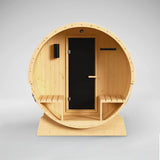 Anémona White Finland Pine Barrel Sauna with Front Porch Canopy - 2-4 Person