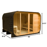 Aleko Canadian Hemlock Traditional Outdoor Sauna – 8 kW UL Certified Electric Harvia Heater – Asphalt Roofing – 8 Person SHEM8BLK-AP