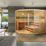 Aleko Canadian Hemlock Indoor Wet Dry Sauna with LED Lights - 6 kW UL Certified Heater - 6 Person