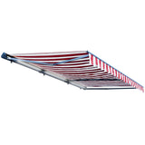 Aleko Half Cassette Motorized Retractable LED Luxury Patio Awning - 20 x 10 Feet - Red and White Stripes AWCL20X10RDWT05-AP Aleko Motorized 