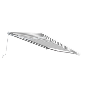 Aleko Motorized Retractable Patio Awning 12X10 Feet Gray And White Striped Awm12X10Greywht-Ap Motorized Retractable Awnings 12 X 10 Ft