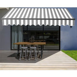 Aleko Motorized Retractable Patio Awning 16 x 10 Feet Grey and White Striped AWM16X10GREYWHT-AP Motorized Retractable Awnings 16 x 10 Ft