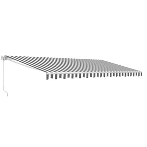 Aleko Motorized Retractable Patio Awning 16 X 10 Feet Grey And White Striped Awm16X10Greywht-Ap Motorized Retractable Awnings 16 X 10 Ft
