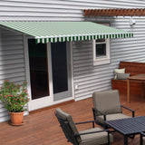 Aleko Motorized Retractable Patio Awning 20x10 Feet Green and White Striped AWM20X10GRWHSTR00-AP Motorized Retractable Awnings 20 x 10 Ft
