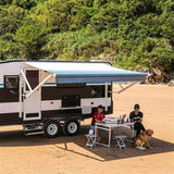 Aleko Motorized Retractable RV Awning 10 x 8 Feet Blue Fade RVAWM10X8BLUE24-AP RV Awnings Motorized 10 x 8 Ft