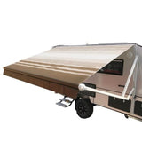 Aleko Motorized Retractable RV Awning 16 x 8 Feet Brown Striped RVAWM16X8BRSTR34-AP RV Awnings Motorized 16 x 8 Ft