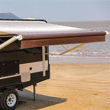 Aleko Motorized Retractable RV Awning 16 x 8 Feet Brown Striped RVAWM16X8BRSTR34-AP RV Awnings Motorized 16 x 8 Ft