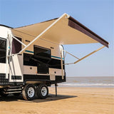 Aleko Motorized Retractable RV Awning 16 x 8 Feet Brown Striped RVAWM16X8BRSTR34-AP RV Awnings Motorized 16 x 8 Ft