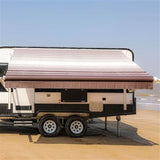 Aleko Motorized Retractable RV Awning 16 x 8 Feet Brown Striped RVAWM16X8BRSTR34-AP RV Awnings Motorized 16 x 8 Ft