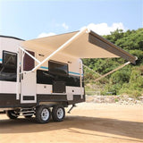 Aleko Motorized Retractable RV Awning 16 x 8 Feet White/Black Fade RVAWM16X8BLK11-AP RV Awnings Motorized 16 x 8 Ft