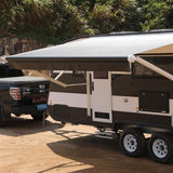 Aleko Motorized Retractable RV Awning 16 x 8 Feet White/Black Fade RVAWM16X8BLK11-AP RV Awnings Motorized 16 x 8 Ft