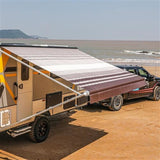 Aleko Retractable RV/Patio Awning 20 x 8 Feet Brown Striped RVAW20X8BRSTR34-AP RV Awnings Non Motorized 20 x 8 Ft