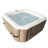 Aleko Square Inflatable Hot Tub Spa With Cover 4 Person 160 Gallon Brown HTISQ4BR-AP Hot Tubs
