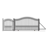 Steel Sliding Driveway Gate 12 ft with Pedestrian Gate 5 ft LONDON Style DG12LONSSLPED-AP Aleko Sliding Gates with Pedestrian Entrance