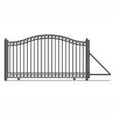 Aleko Steel Sliding Driveway Gate 14 ft with Pedestrian Gate 5 ft DUBLIN Style DG14DUBSSLPED-AP Aleko Sliding Gates with Pedestrian Entrance
