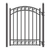 Aleko Steel Sliding Driveway Gate 16 ft with Pedestrian Gate 5 ft DUBLIN Style DG16DUBSSLPED-AP Aleko Sliding Gates with Pedestrian Entrance