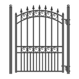 Aleko Steel Sliding Driveway Gate 18 ft with Pedestrian Gate 5 ft LONDON Style DG18LONSSLPED-AP Aleko Sliding Gates with Pedestrian Entrance