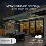 Aleko Moroccan Semi-Cassette Motorized Patio Awning - Forest Green - 12 x 10 Feet