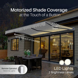 Aleko Moroccan Semi-Cassette Motorized Patio Awning - Silver Gray - 12 x 10 Feet