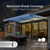 Aleko Moroccan Semi-Cassette Motorized Patio Awning - Sky Blue - 12 x 10 Feet