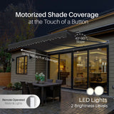 Aleko Moroccan Semi-Cassette Motorized Patio Awning - Onyx Black - 12 x 10 Feet