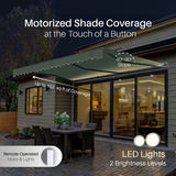 Aleko Moroccan Semi-Cassette Motorized Patio Awning - Forest Green - 16 x 10 Feet