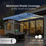 Aleko Moroccan Semi-Cassette Motorized Patio Awning - Sky Blue - 16 x 10 Feet