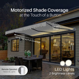 Aleko Moroccan Semi-Cassette Motorized Patio Awning - Silver Gray - 16 x 10 Feet