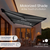 Aleko Italian Series Full Cassette Motorized Patio Awning with App + Remote – Grigio (Gray) - 16 x 10 ft