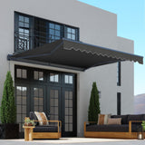 Aleko Moroccan Semi-Cassette Motorized Patio Awning - Onyx Black - 13 x 10 Feet