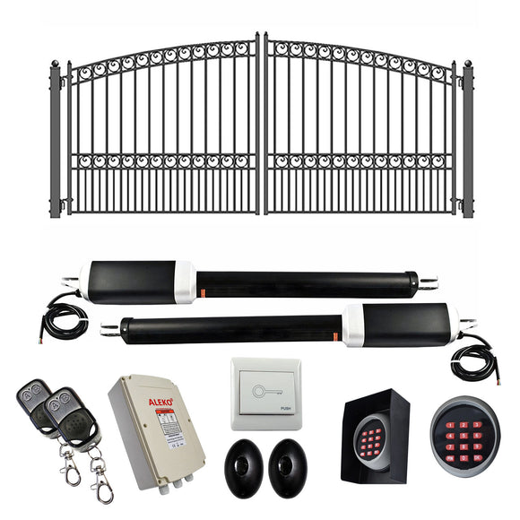 Aleko Automated Steel Dual Swing Driveway Gate and Gate Opener Complete Kit – PARIS Style – 12 x 6 Feet - ETL Listed