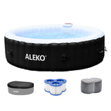 Round Inflatable Jetted Hot Tub with Cover - 6 Person - 265 Gallon - Black and White | IHT-6P-RND-BLK-WH-AP