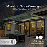 Aleko Moroccan Semi-Cassette Motorized Patio Awning - Forest Green - 20 x 10 Feet