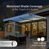 Aleko Moroccan Semi-Cassette Motorized Patio Awning - Sky Blue - 20 x 10 Feet