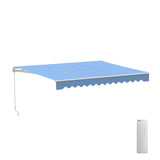 Aleko Caribbean Motorized Patio Awning - Sky Blue - 12 x 10 Feet