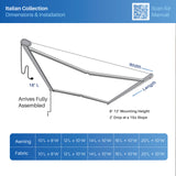 Aleko Italian Series Full Cassette Motorized Patio Awning with App + Remote – Grigio (Gray) - 10 x 8 ft | AF10X8GRIGIO-AP