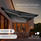 Aleko Italian Full Cassette Motorized Patio Awning with App and Remote Control – Nero/Grigio Black & Gray Striped - 12 x 10 Feet | AF12X10NERGRI-AP