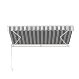 Aleko Caribbean Manual Retractable Patio Awning - Seagull Gray & White Striped - 10 x 8 Feet