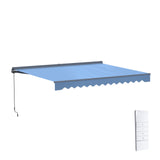 Aleko Moroccan Semi-Cassette Motorized Patio Awning - Sky Blue - 13 x 10 Feet