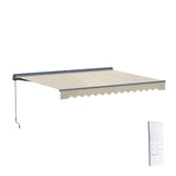 Aleko Moroccan Semi-Cassette Motorized Patio Awning - Ivory Cream - 12 x 10 Feet
