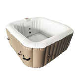 Aleko Square Inflatable Jetted Hot Tub with Cover - 4 Person - 160 Gallon - Brown | IHT-4P-SQR-BRWN-WH-AP