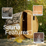 Anémona White Finland Pine Barrel Sauna - 3-4 Person